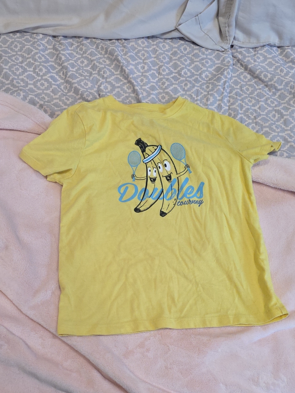 Cat & Jack Yellow Banana Doubles Tennis Graphic Short Sleeve Tee